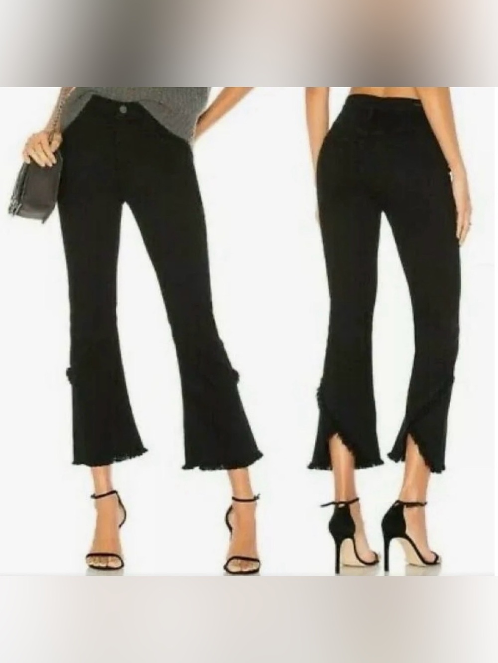 UEC Citizens Of Humanity DREW HIGH RISE Black Cropped Flare Jeans RAW Hem SZ 25